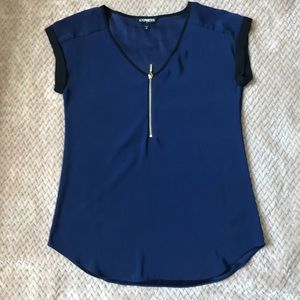 Blue silky top